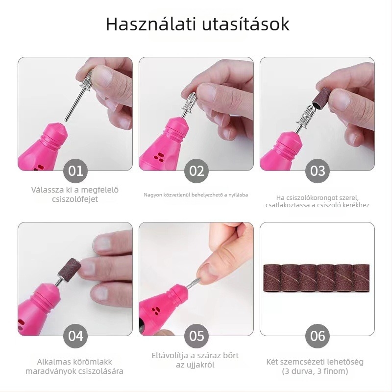 Körömdíszítő csiszoló toll – hordozható mini polírozó toll, elektromos, műanyag ház
