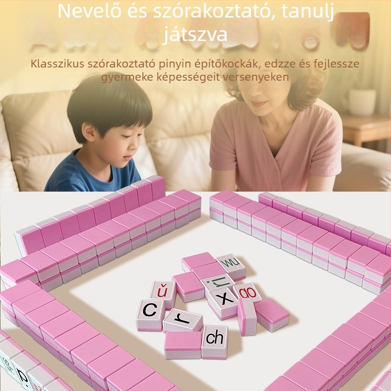 Pinyin ABC Mahjong asztali játék – szülő-gyermek interaktív, kognitív fejlődés, kéz-szem koordináció
