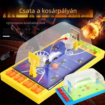Gyerekeknek készült asztali játék: mini ujj-irányítású kosárlabdapálya, műanyagból, 4–6 éveseknek, oktatási célú, fejleszti a kéz-szem koordinációt