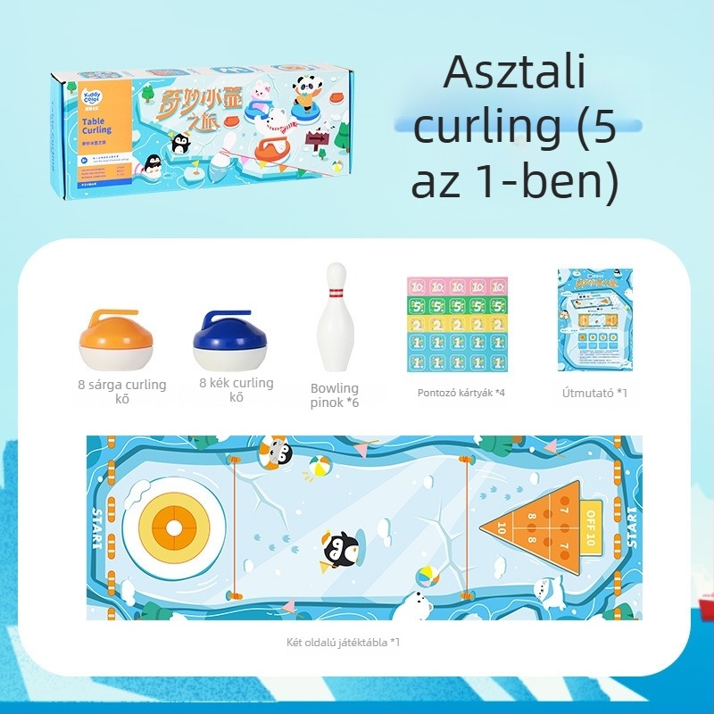 Asztali curling játék 4–14 éveseknek, műanyagból készült interaktív társasjáték, fejleszti a kéz-szem koordinációt és a szülő-gyermek kapcsolatot