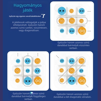 Szülő-gyermek interaktív Tic Tac Toe, műanyagból, agyi fejlődés támogatása, 4–60 éveseknek