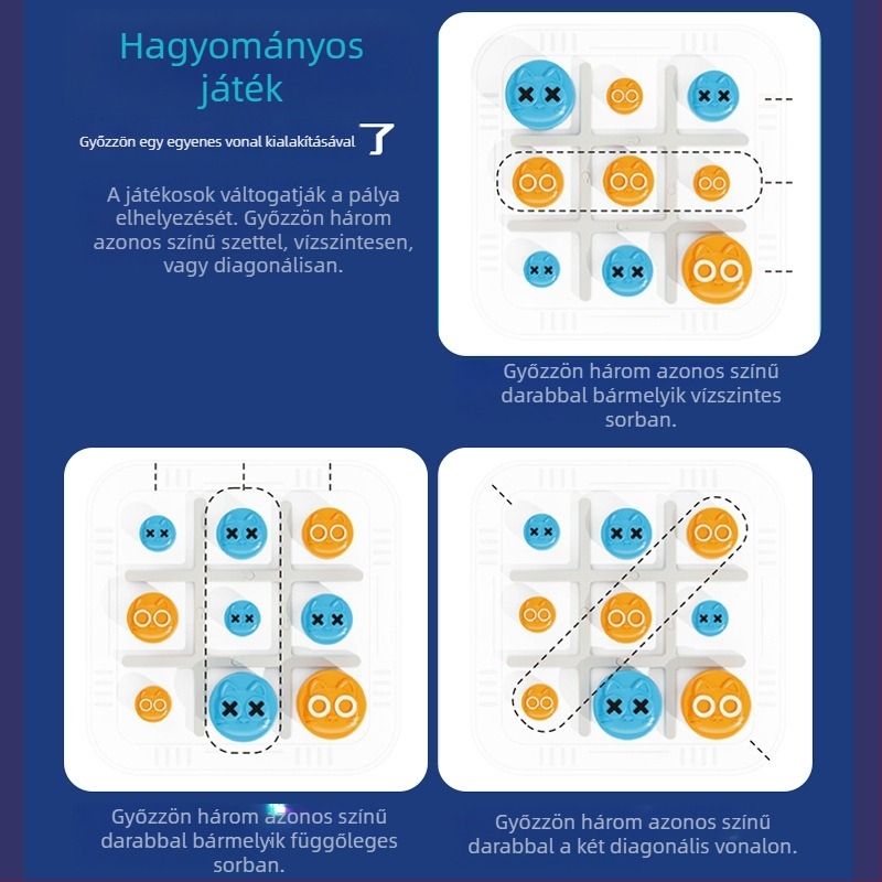 Szülő-gyermek interaktív Tic Tac Toe, műanyagból, agyi fejlődés támogatása, 4–60 éveseknek