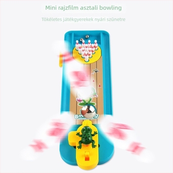 Asztali oktató játék gyerekeknek: béka bowling és golyókból álló puzzle, interaktív családi beltéri játék, 4–6 éveseknek, műanyag