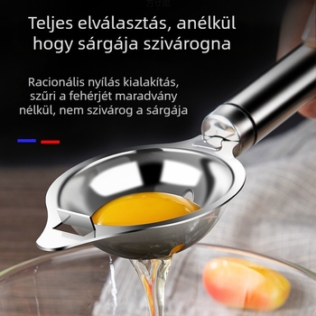 Rozsdamentes acél tojásfehérje szeparáló kanál, nem elektromos, modern minimalista dizájn, logó nyomtatási lehetőség