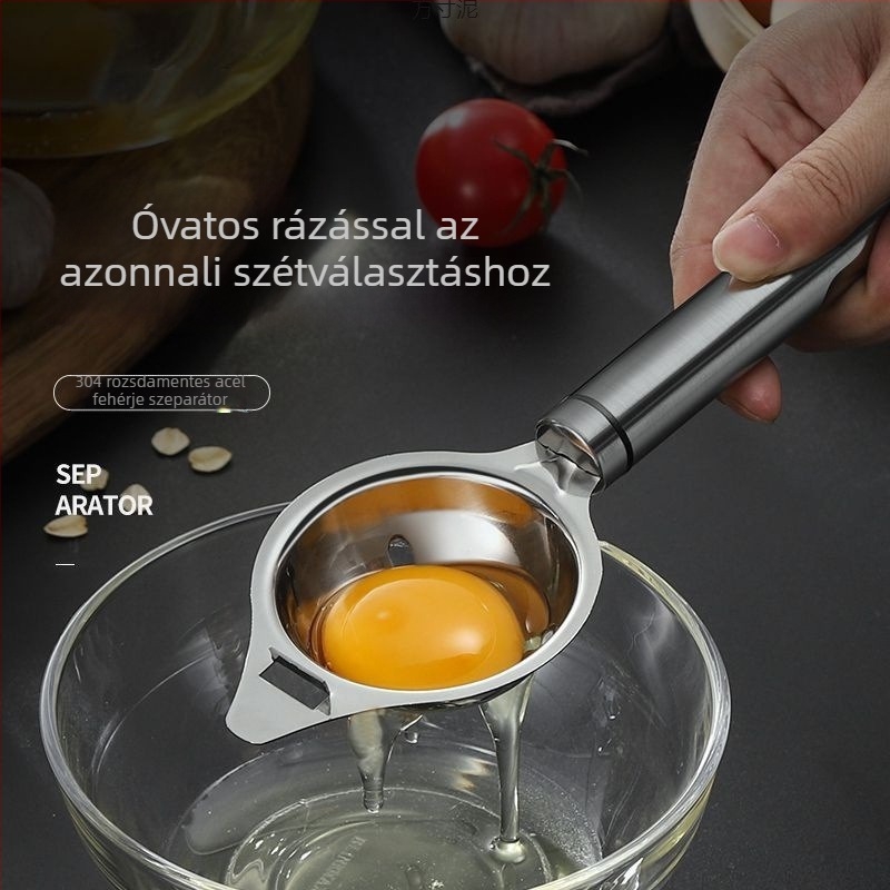 Rozsdamentes acél tojásfehérje szeparáló kanál, nem elektromos, modern minimalista dizájn, logó nyomtatási lehetőség
