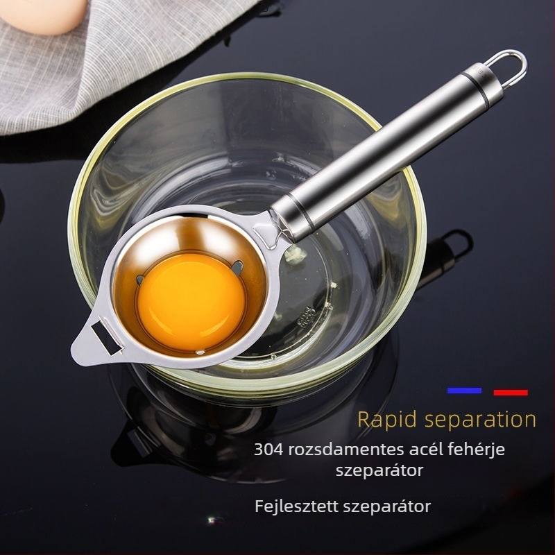 Rozsdamentes acél tojásfehérje szeparáló kanál, nem elektromos, modern minimalista dizájn, logó nyomtatási lehetőség