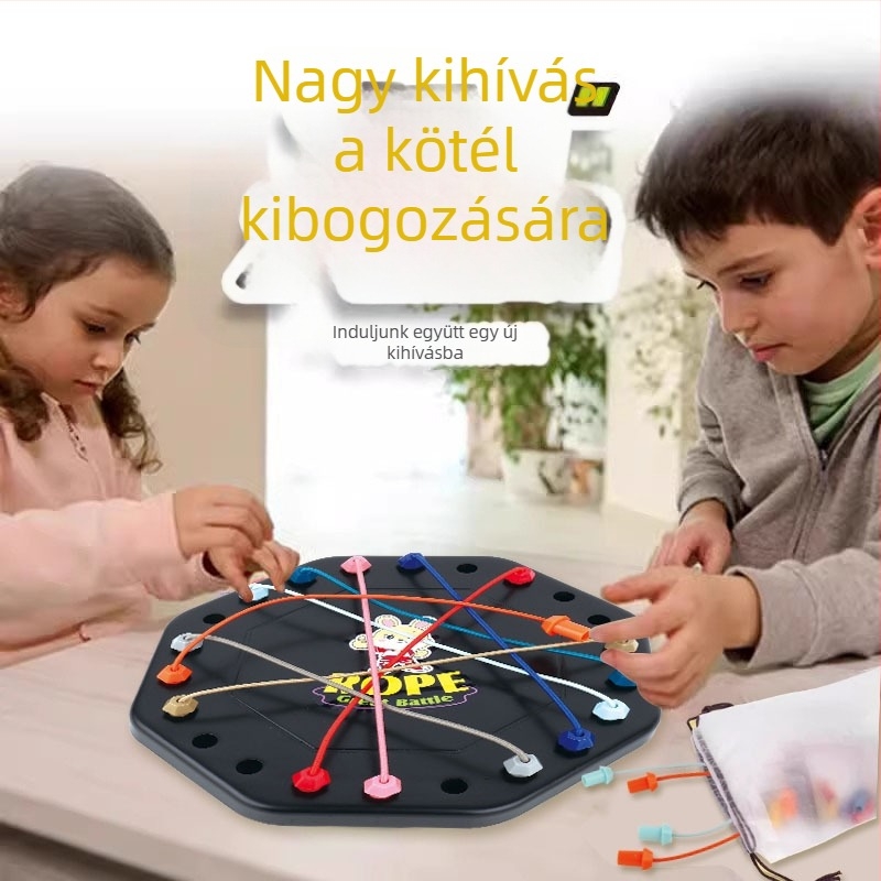 Zsinóros puzzle játék: kötősorozat, logikai gondolkodás fejlesztése, műanyag anyag, 7–14 éveseknek, beltéri használatra
