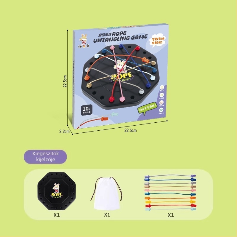 Zsinóros puzzle játék: kötősorozat, logikai gondolkodás fejlesztése, műanyag anyag, 7–14 éveseknek, beltéri használatra