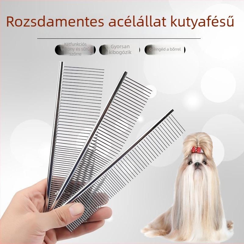 Rozsdamentes acélból készült kifésülő fésű kutyáknak, Yingmai Pet Supplies, 500 darabos csomag