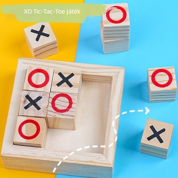 Háromdimenziós fa XO tic-tac-toe játék két játékos számára – puzzle és harc, blisteres csomagolás, anyaga: nyárfából készült rétegelt lemez