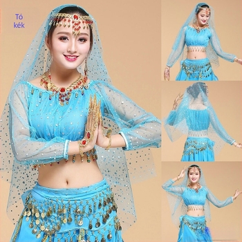 Etno tánc hosszú ujjú felső belly dance-hez, chiffon anyag, 30% akril rost tartalom, bélés: kémiai rostok keveréke