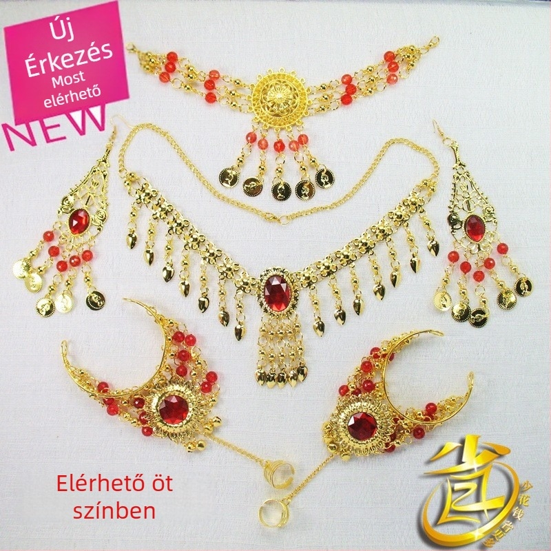 Hasdánc fejfedő – fém indiai táncos fejfedő, Xiaogui márka, uniszex, szabályos lánc, fém medál, téli 2024