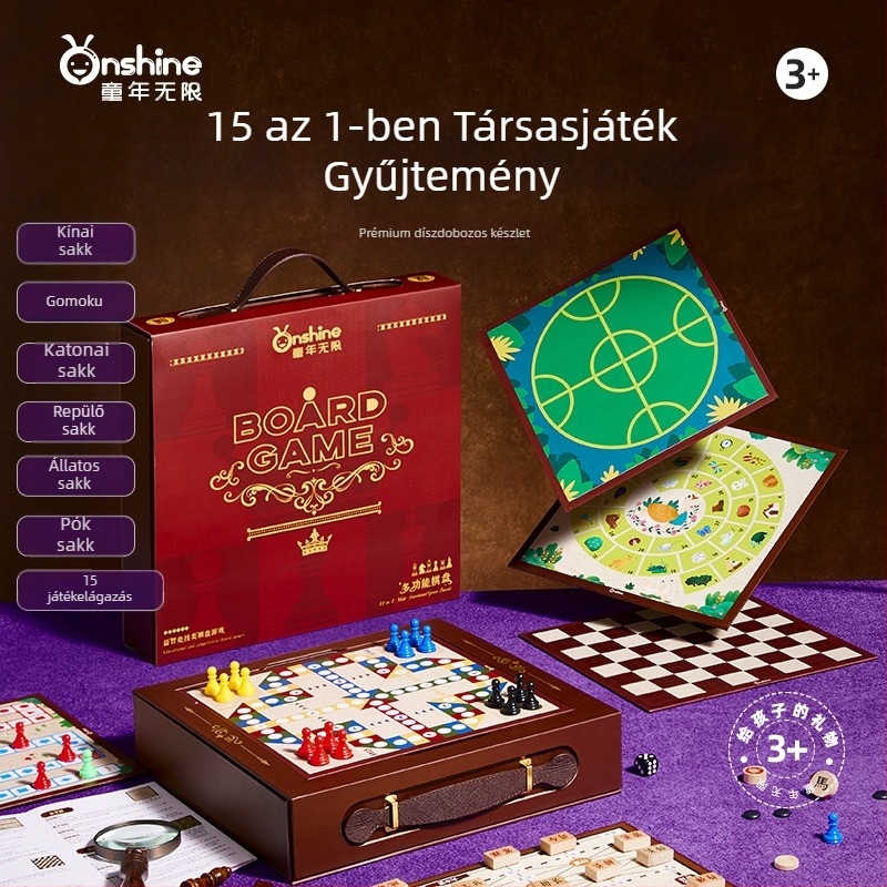 Gyerekeknek szóló többfunkciós társasjáték készlet: Gomoku és repülő sakk, családi oktató játék