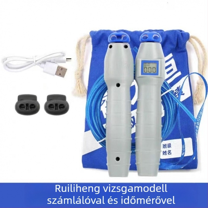 Acéldrót ugrókötél számláló funkcióval általános- és középiskolások testnevelési vizsgájára