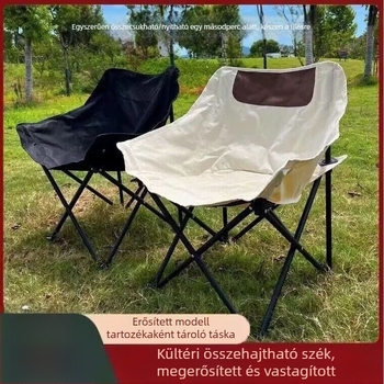 Moon chair kültéri kempingezéshez — összecsukható szék Oxford anyagból és acél vázból, hordozható a tengerpartra és kültéri használatra