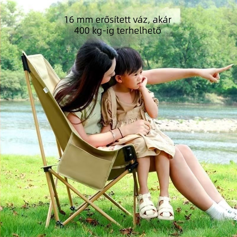 Moon chair kültéri kempingezéshez — összecsukható szék Oxford anyagból és acél vázból, hordozható a tengerpartra és kültéri használatra