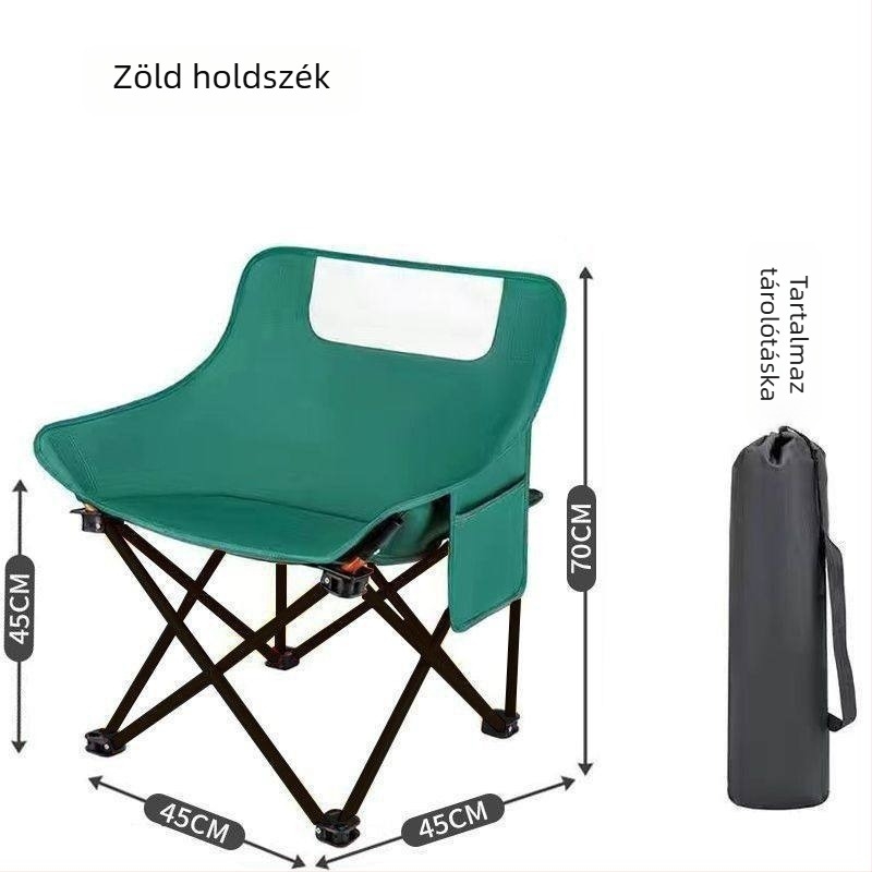 Moon chair kültéri kempingezéshez — összecsukható szék Oxford anyagból és acél vázból, hordozható a tengerpartra és kültéri használatra
