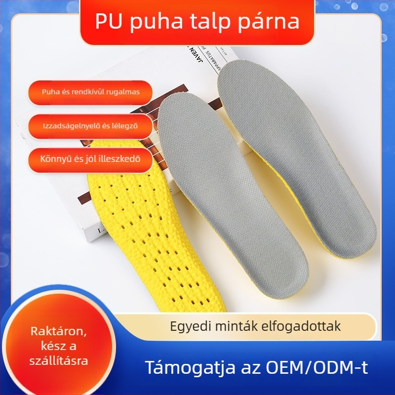 PU magasabbító talpbetét cipőkhöz — légáteresztő, nedvességelvezető; puha emelőhatás; modell K028 dupla anyagú; alkalmas sportcipők, bőrcipők, csizmák és hétköznapi lábbelik