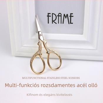 Rozsdamentes acél szemöldökolló hamis szempillák vágásához, egyenes fej, kompakt kozmetikai eszköz