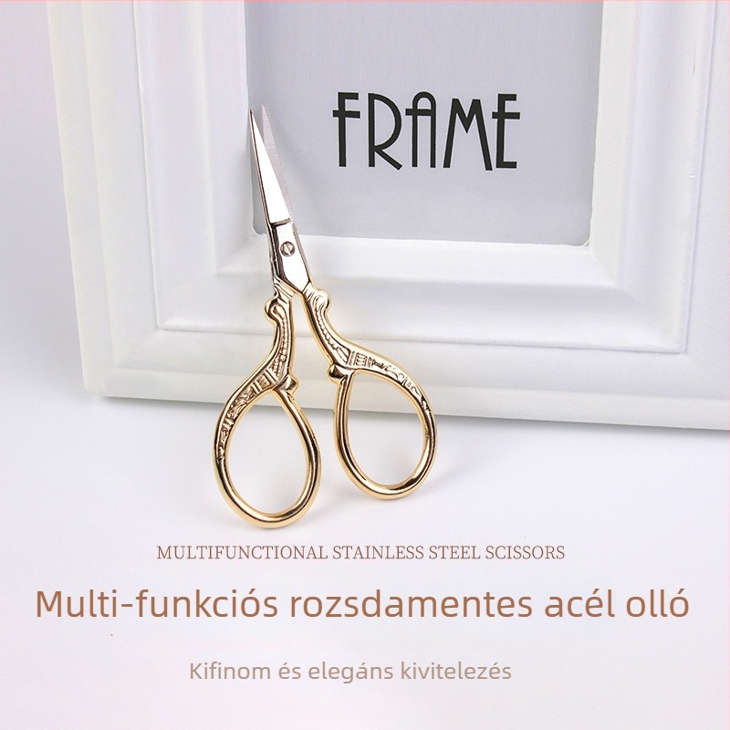 Rozsdamentes acél szemöldökolló hamis szempillák vágásához, egyenes fej, kompakt kozmetikai eszköz