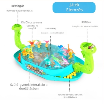 Asztali golyós játék – kétjátékos dinoszaurusz harc, ABS anyag, 4–14 éveseknek, beltéri használatra