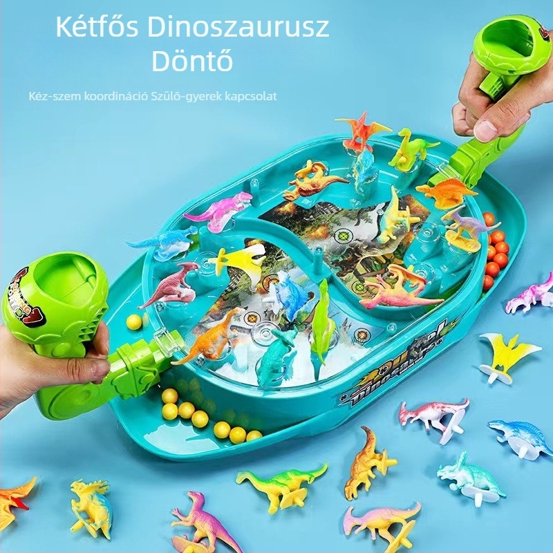 Asztali golyós játék – kétjátékos dinoszaurusz harc, ABS anyag, 4–14 éveseknek, beltéri használatra