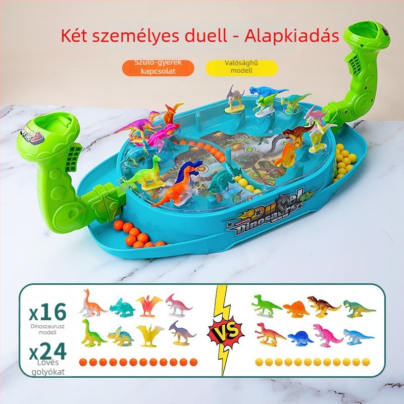 Asztali golyós játék – kétjátékos dinoszaurusz harc, ABS anyag, 4–14 éveseknek, beltéri használatra