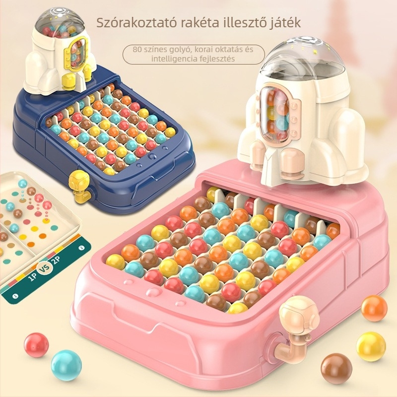 Rocket Rainbow gyerekeknek szóló asztali játék — két játékos interaktív puzzle a kéz-szem koordináció és a logikus gondolkodás fejlesztésére (műanyag)