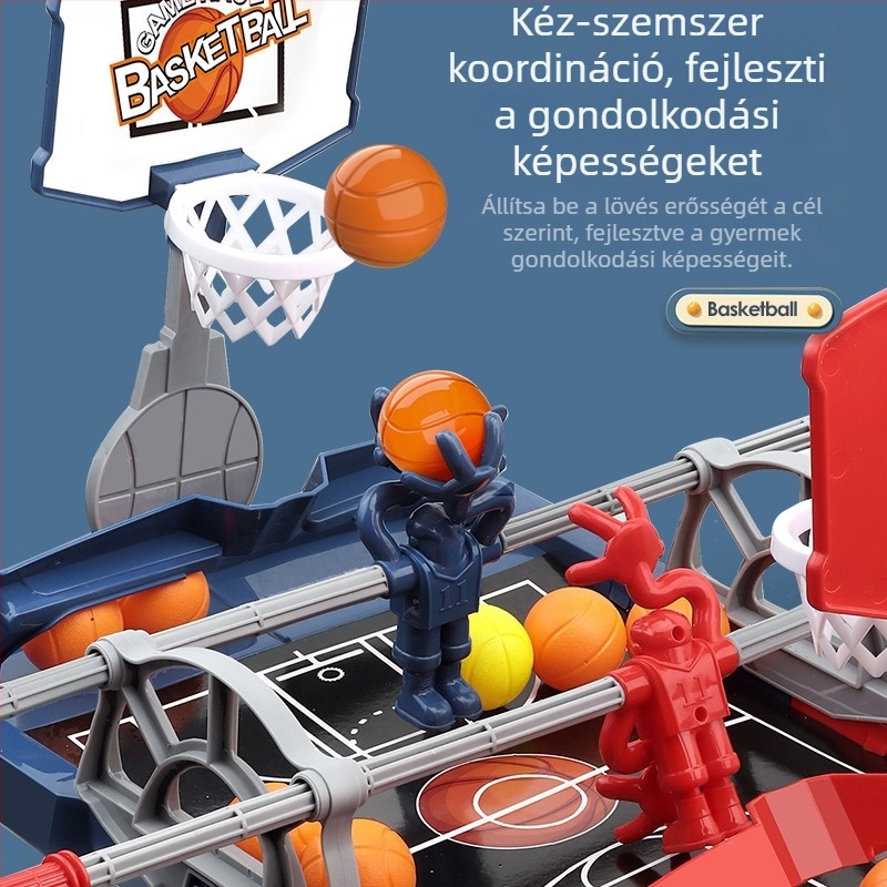 Gyerekeknek készült asztali kosárjáték beltéri használatra – műanyag kivitel, két játékos interakció, kéz-szem koordináció
