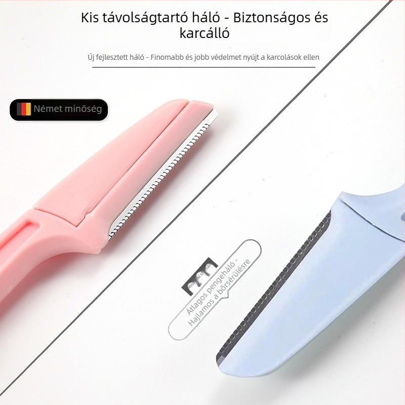 Szemöldök-trimmelő, biztonságos hajtogatás, karcolásmentes kivitel, kezdő készlet, cserélhető pengék