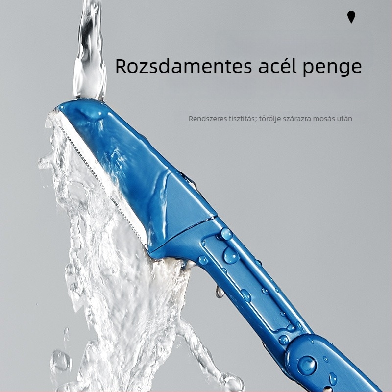 Szemöldök formázó kés, összecsukható, rozsdamentes acél, 3 darabos készlet, modell Q001