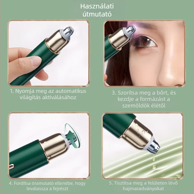 Konka szemöldök-trimmelő, rozsdamentes acél, vezeték nélküli, USB-alapú elektromos készülék otthoni használatra