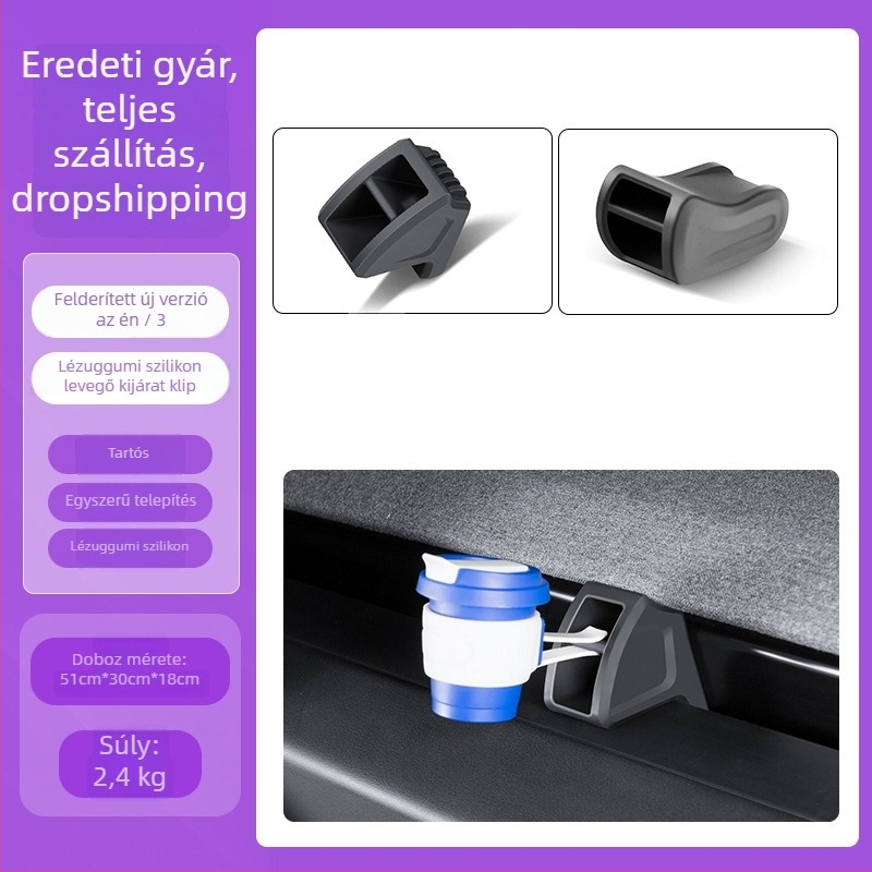 Tesla Model Y/3 légcsatorna-clip adapter — ABS, Snap-on telepítés, illeszkedik a műszerfalhoz, modell TSL1585