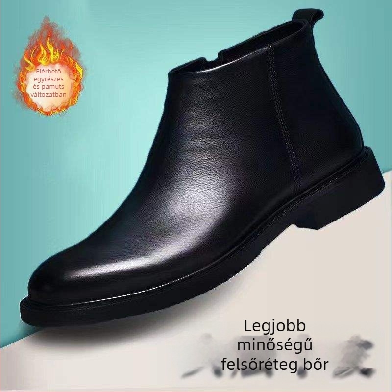Martin téli bakancs férfiaknak – bőrből, magas szárú, brit stílus, plüss bélés, légáteresztő, csúszásmentes gumitalp