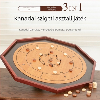 Fa Crokinole és Backgammon asztali játék - Fenyőfa, Cheng ang márka, 3C fa játék 14 év alattiaknak, Fejleszti a logikai gondolkodást, Színes doboz