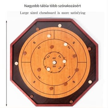 Fa Crokinole és Backgammon asztali játék - Fenyőfa, Cheng ang márka, 3C fa játék 14 év alattiaknak, Fejleszti a logikai gondolkodást, Színes doboz