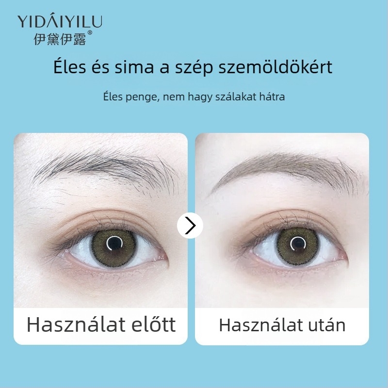 Idai-Ilu szemöldök-vágó kés rozsdamentes acélból, biztonságos kialakítás, karcos elleni védelem, kezdő készlet