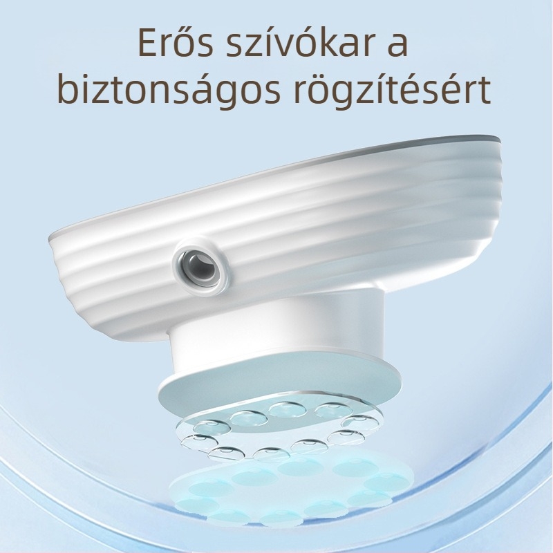 Fali szappontartó mosdóhoz, fúrás nélküli, dupla réteg, lefolyóval és szívócsészével, műanyag