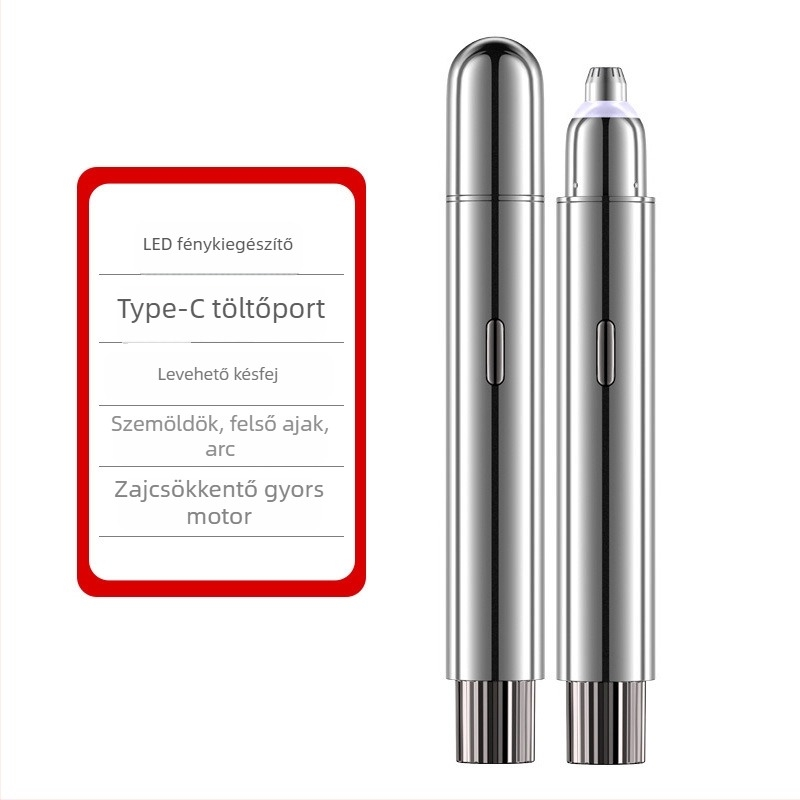 Elektromos szemöldökvágó, vezeték nélküli, könnyű 39,5 g, ABS/PC/rozsdamentes acél kivitel, újratölthető, mosás nélkül