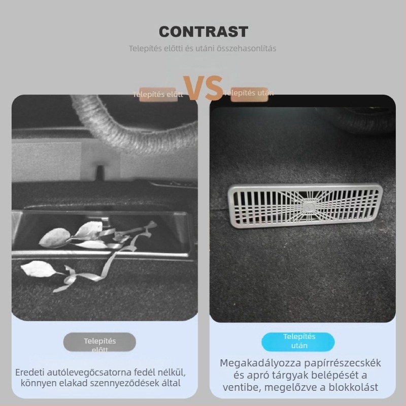 Tesla Model Y/3 hátsó légkivezető védőfedő, ABS, snap-on rögzítés, belső ajtópanelhez