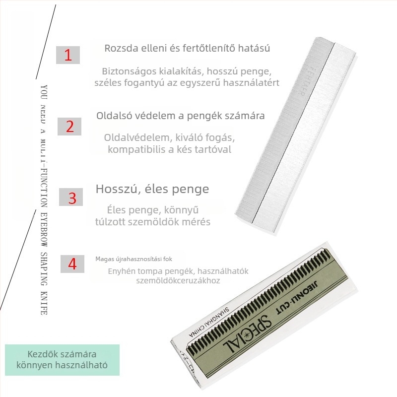 Szemöldök vágó kés készlet, 100 db, acél, kezdőknek