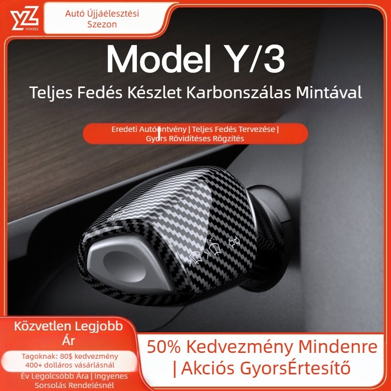 Tesla Model 3 sebességváltó fedél — ABS anyag, belső dekoratív patch, dekoratív matrica