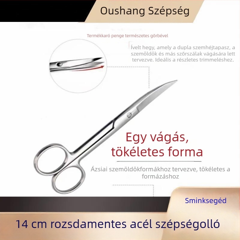 Ívelt szemöldökolló – rozsdamentes acélból készült szépségápolási eszköz a szemöldök formázásához