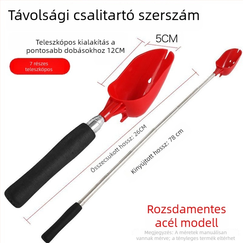 Teleszkópos alumínium ötvözetű etetőkanál, hordozható, összecsukható, anti-rotációs kial design
