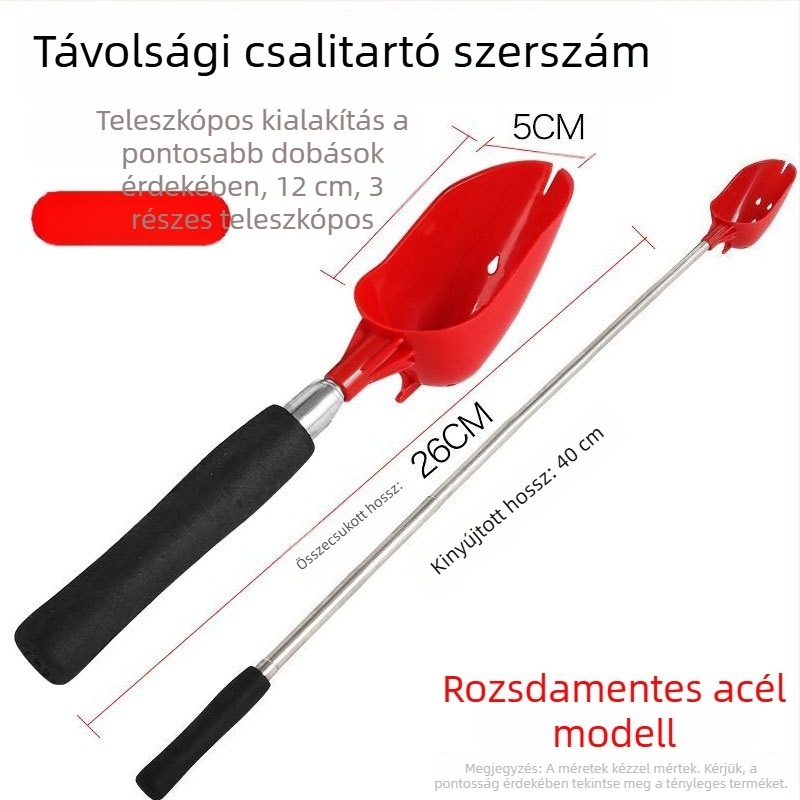 Teleszkópos alumínium ötvözetű etetőkanál, hordozható, összecsukható, anti-rotációs kial design