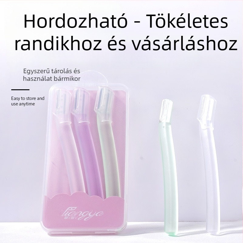 Szemöldök-trimmelő készlet (Rozsdamentes acél pengék + ABS; Modell KJ-16-XMD; Szemöldök eszköz)