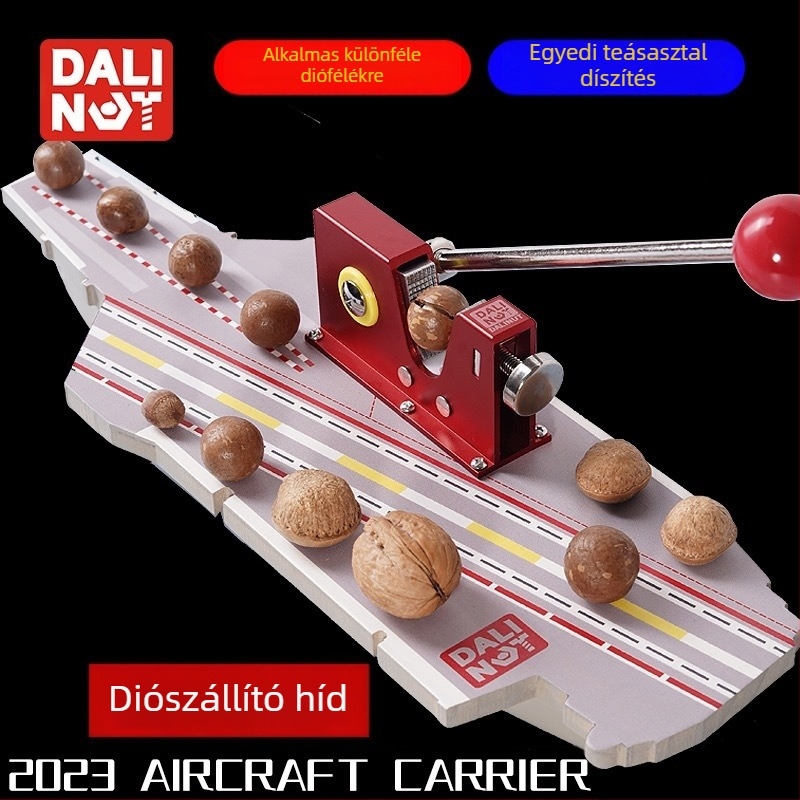 Macadamia dióhéj nyitó - alumínium test, modern minimalista dizájn, 2018-ban piacra dobva, nyomtatott logó, magáncímke elérhető