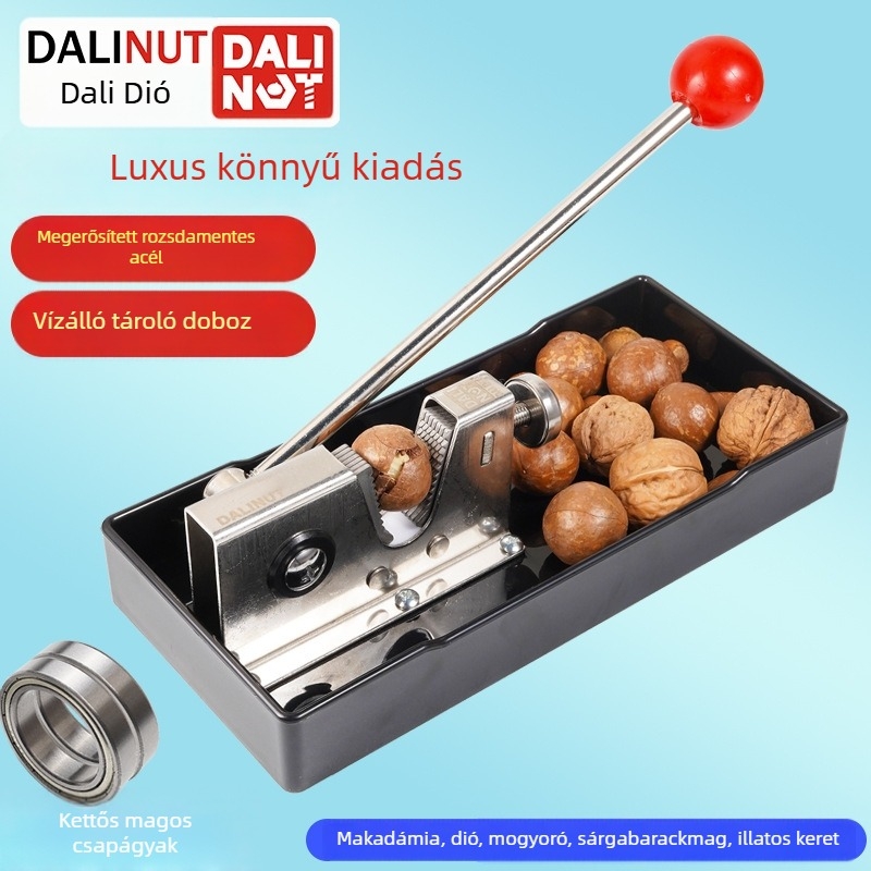 Macadamia dióhéj nyitó - alumínium test, modern minimalista dizájn, 2018-ban piacra dobva, nyomtatott logó, magáncímke elérhető