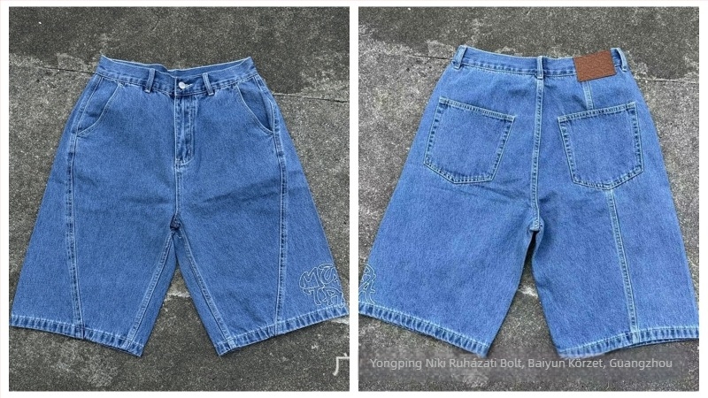 Laza szabású farmernadrág mosott denimből, középmagas derékkal, gombos zárás, egyenes szárú, 90% pamut
