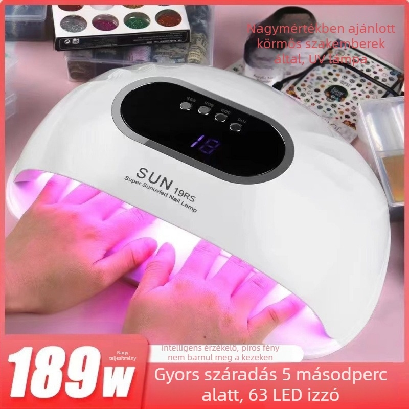 Gél-lámpa a körmök szárításához, kettős kéz LED fényforrással, 189W, nagy teljesítmény, otthoni használatra